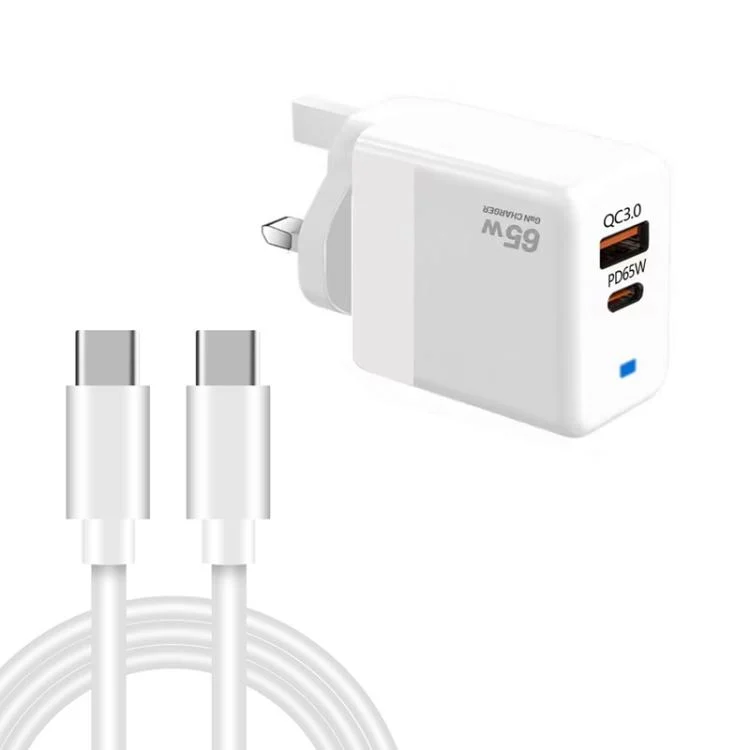 PD41 GaN PD 45W + USB Charger with Type-C to Type-C Data Cable, UK Plug, US Plug