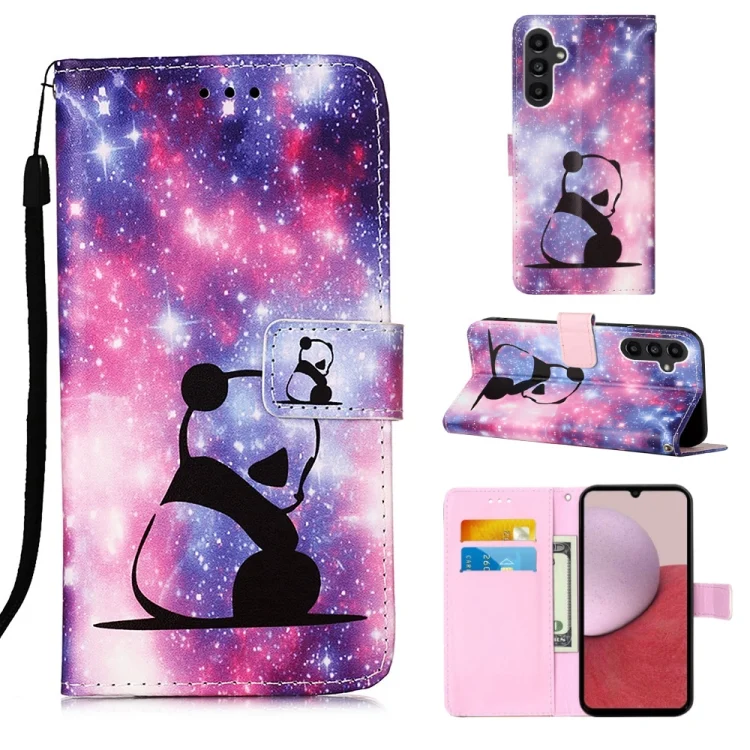 Colored Drawing Pattern Plain Weave Leather Phone Case, For Samsung Galaxy A14 5G, For Samsung Galaxy S23 5G