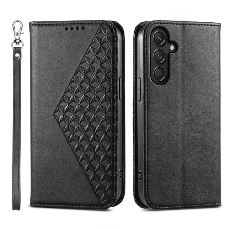 Cubic Grid Calf Texture Magnetic Leather Phone Case, For Samsung Galaxy M55, For Samsung Galaxy M15 5G / F15 5G, For Samsung Galaxy Xcover 7