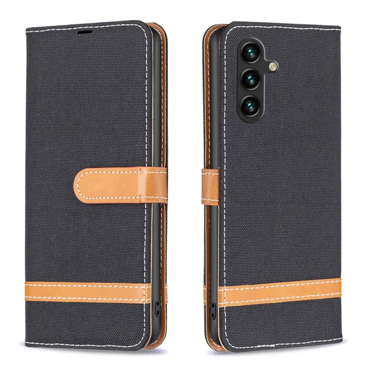 Color Block Denim Texture Leather Phone Case, For Samsung Galaxy A35, For Samsung Galaxy S24+ 5G