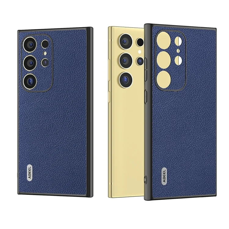 ABEEL Black Edge Genuine Leather Mino Phone Case, For Samsung Galaxy S24 Ultra 5G, For Samsung Galaxy S24+ 5G, For Samsung Galaxy S24 5G, For Samsung Galaxy S23 FE 5G, For Samsung Galaxy A24 4G