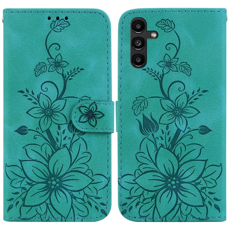 Lily Embossed Leather Phone Case, For Samsung Galaxy A13 5G, For Samsung Galaxy F22 4G, For Samsung Galaxy Xcover 5