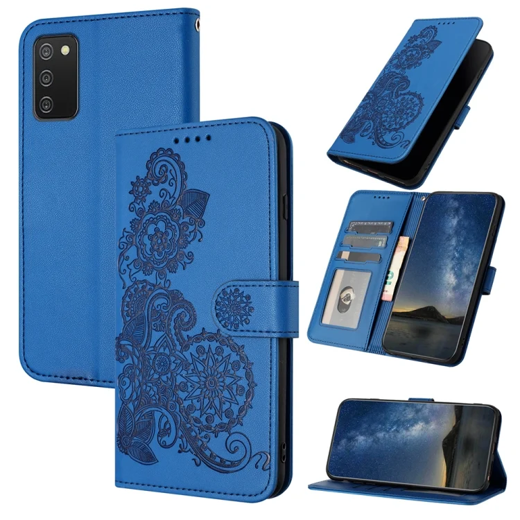 Datura Flower Embossed Flip Leather Phone Case, For Samsung Galaxy A02S, For Samsung Galaxy A12