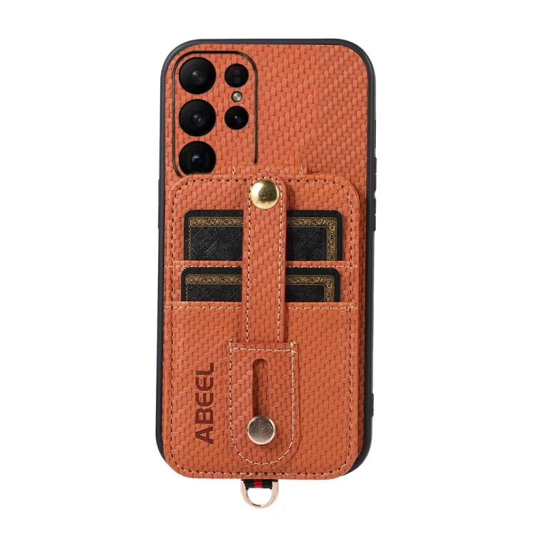 ABEEL Carbon Fiber RFID Card Holder Phone Case, For Samsung Galaxy S23 Ultra 5G
