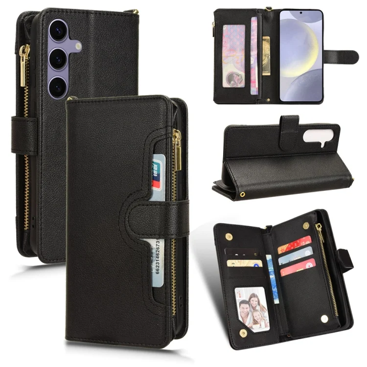 Litchi Texture Zipper Leather Phone Case, For Samsung Galaxy S24+ 5G, For Samsung Galaxy S24 5G