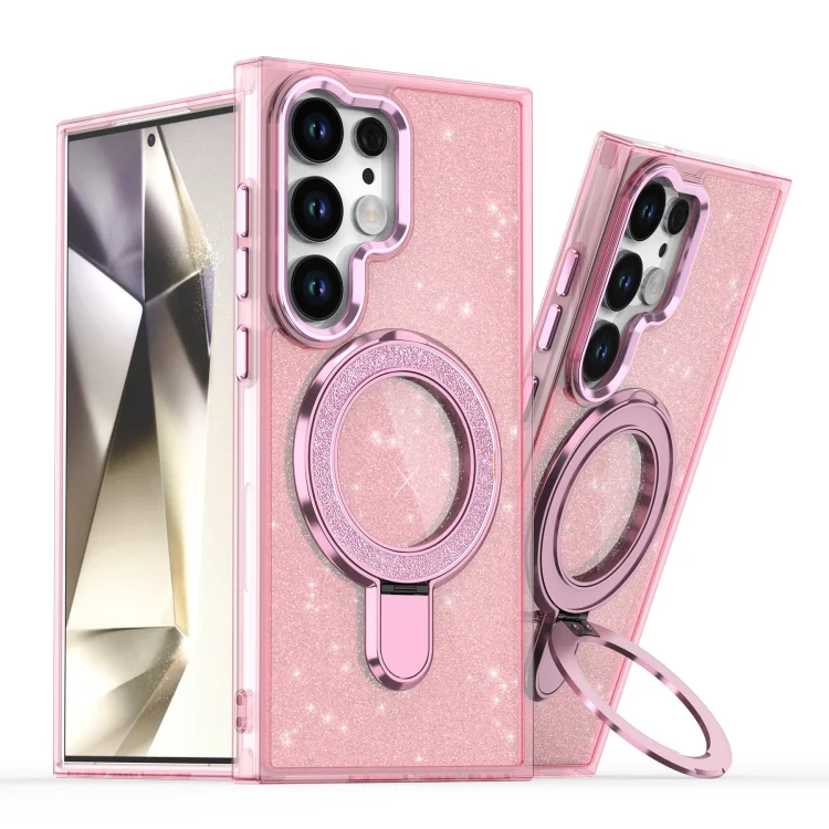 Glitter Ring Holder MagSafe Phone Case, For Samsung Galaxy S24 Ultra