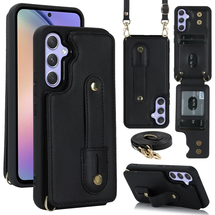 Wristband Vertical Flip Wallet Back Cover Phone Case with Long Lanyard, For Samsung Galaxy S24+ 5G