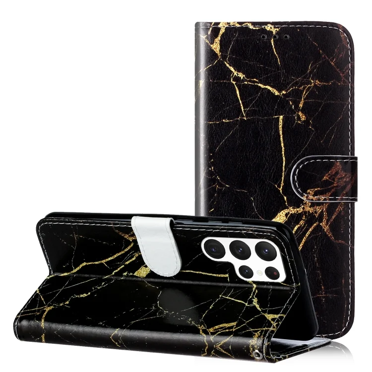 Colored Drawing Marble Pattern Leather Phone Case, For Samsung Galaxy S25 Ultra 5G