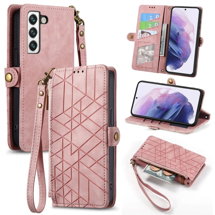 Geometric Zipper Wallet Side Buckle Leather Phone Case, For Samsung Galaxy Note20, For Samsung Galaxy A21S, For Samsung Galaxy A51 5G